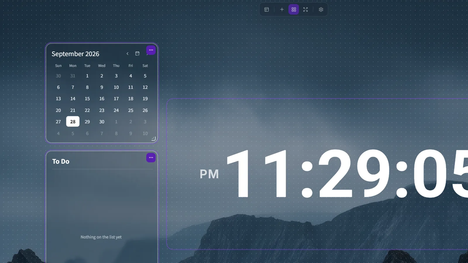 A selected widget with its border and resize handle visible