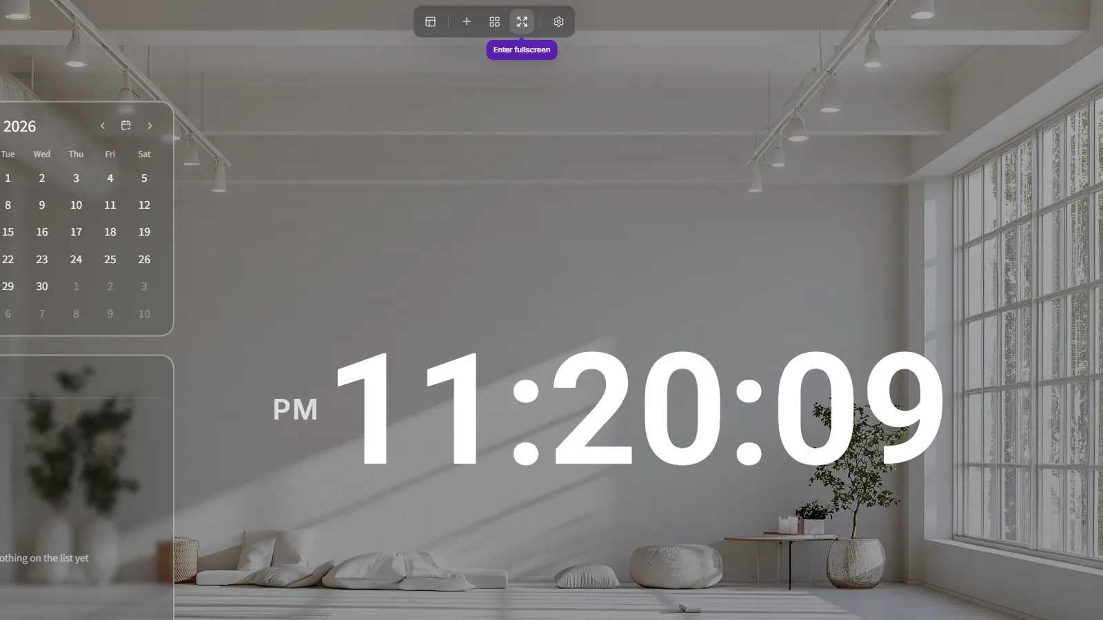 A fullscreen desktop with minimal controls